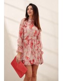 Two-piece dress with floral motifs, red PR98548 - Online store - Boutique